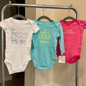 9M Onesie Bundle - Daddy’s Princess, Daddy’s Tweetie, Cactus